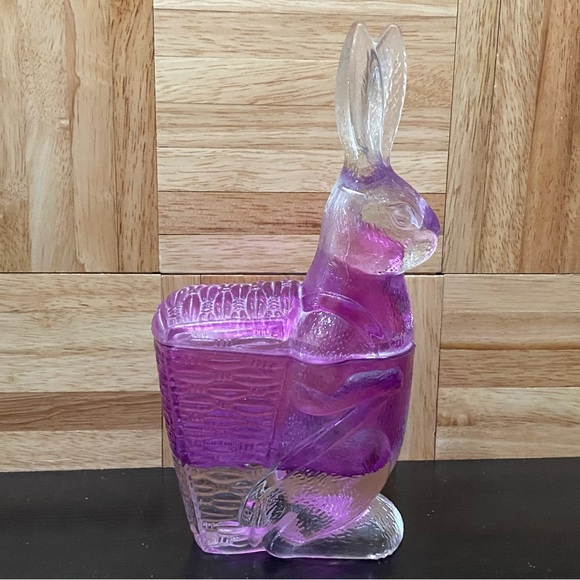 Vintage Zabkowice Glass Magenta Pink Bunny Rabbit Candy Dish - Picture 9 of 16